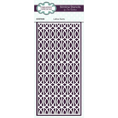 Creative Expressions Lattice Swirls Slimline Stencil By Sue Wilson