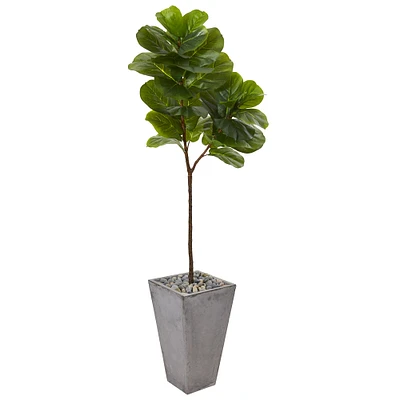 6ft. Real Touch™ Fiddle Leaf Tree in Cement Planter