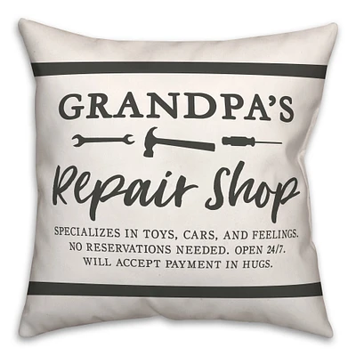 Grandpa's Repair Shop Throw Pillow