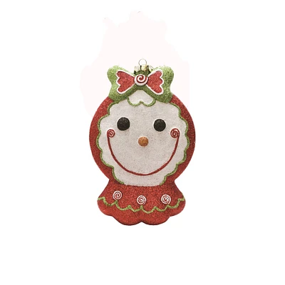 8.5" Glittered  Red & Green Shatterproof Gingerbread Girl Christmas Ornament