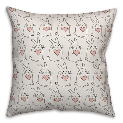 Bunny Holding Heart Pattern Throw Pillow