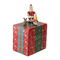 10.5" Red & Green Elegant Advent Storage Calendar Box
