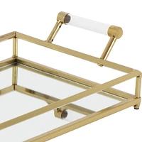 CosmoLiving by Cosmopolitan 22" Gold Metal Glam Tray