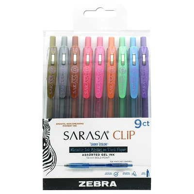 Zebra Sarasa® Clip Shiny Colors Bold Point Retractable Gel Ink Pen Set