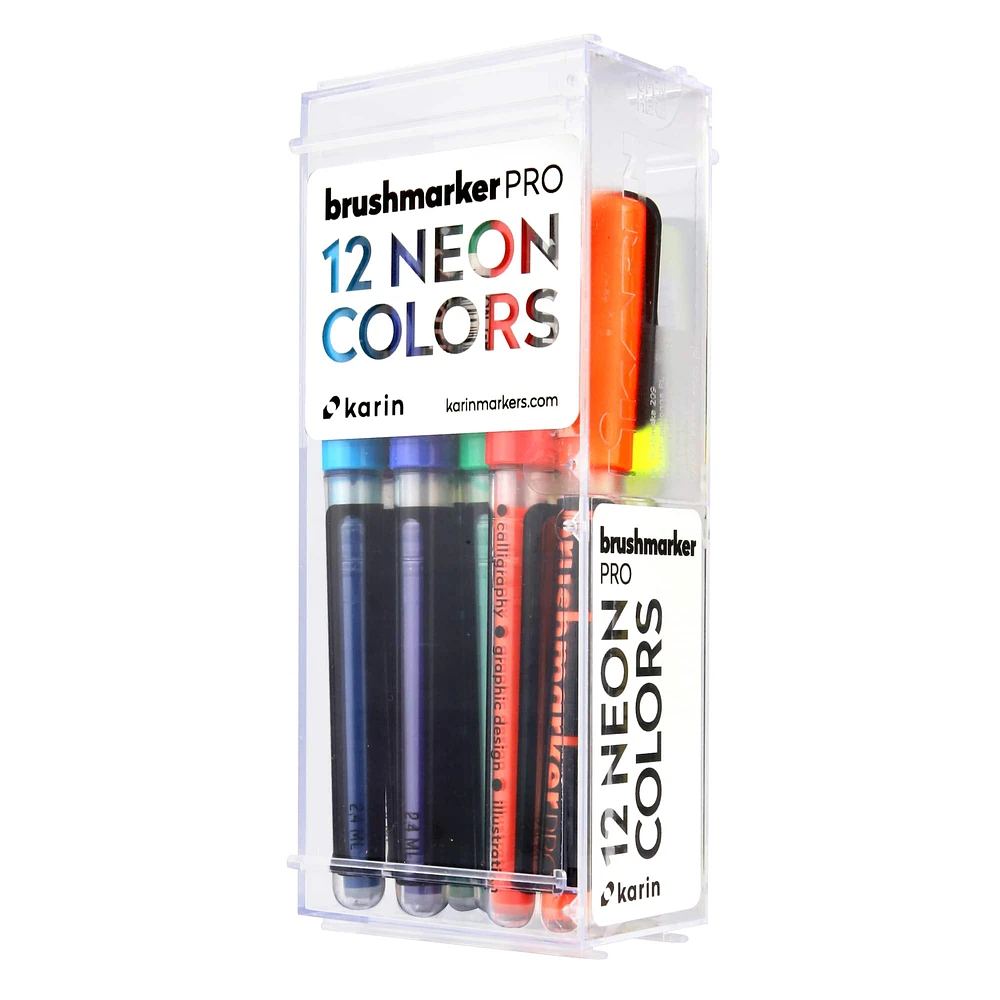 6 Packs: 12 ct. (72 total) Karin Brushmarker PRO Neon Markers