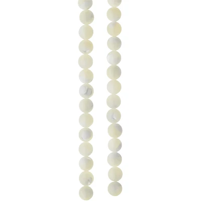 12 Pack: White Mother of Pearl Round Beads by Bead Landing™, 6mm