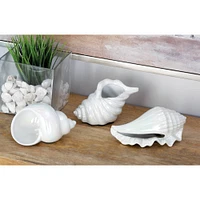 White Porcelain Coastal Seashell Sculpture Set