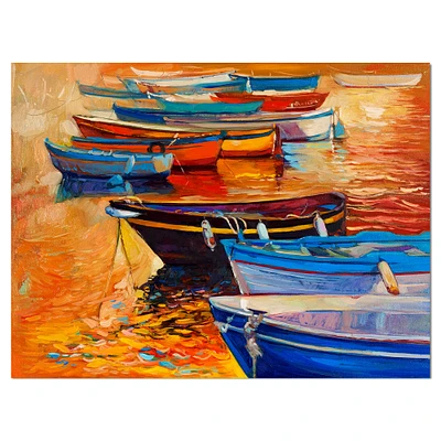 Designart - Wooden Boats in Calm Water