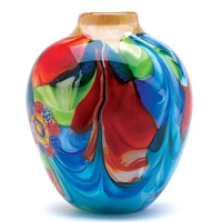 9" Floral Fantasia Art Glass Vase