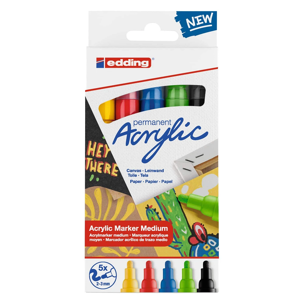 8 Packs: 5 ct. (40 total) edding® 5100 Medium Basic Acrylic Marker Set