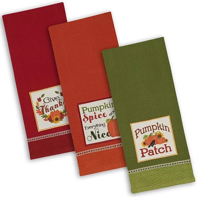 DII® Assorted Country Pumpkin Embroidered Dishtowel Set