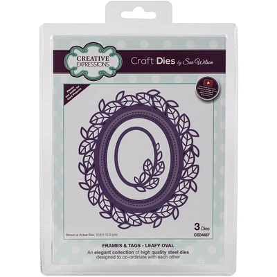 Creative Expressions Leafy Oval Frames & Tags Craft Dies Set