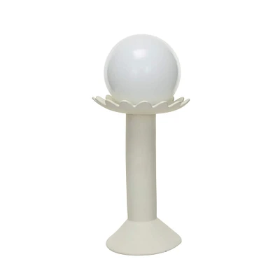 21" White Ceramic Pedestal & Orb LED Table Lamp