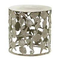 18" Silver Coastal Aluminum Accent Table