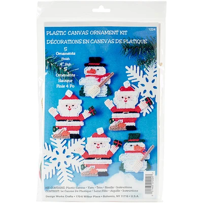 Design Works™ Santa & Snowman Plastic Canvas Ornaments Kit