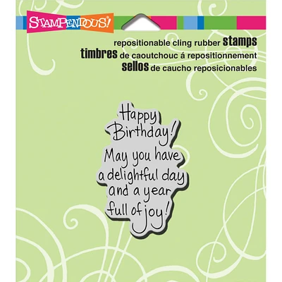 Stampendous® Delightful Birthday Cling Stamp