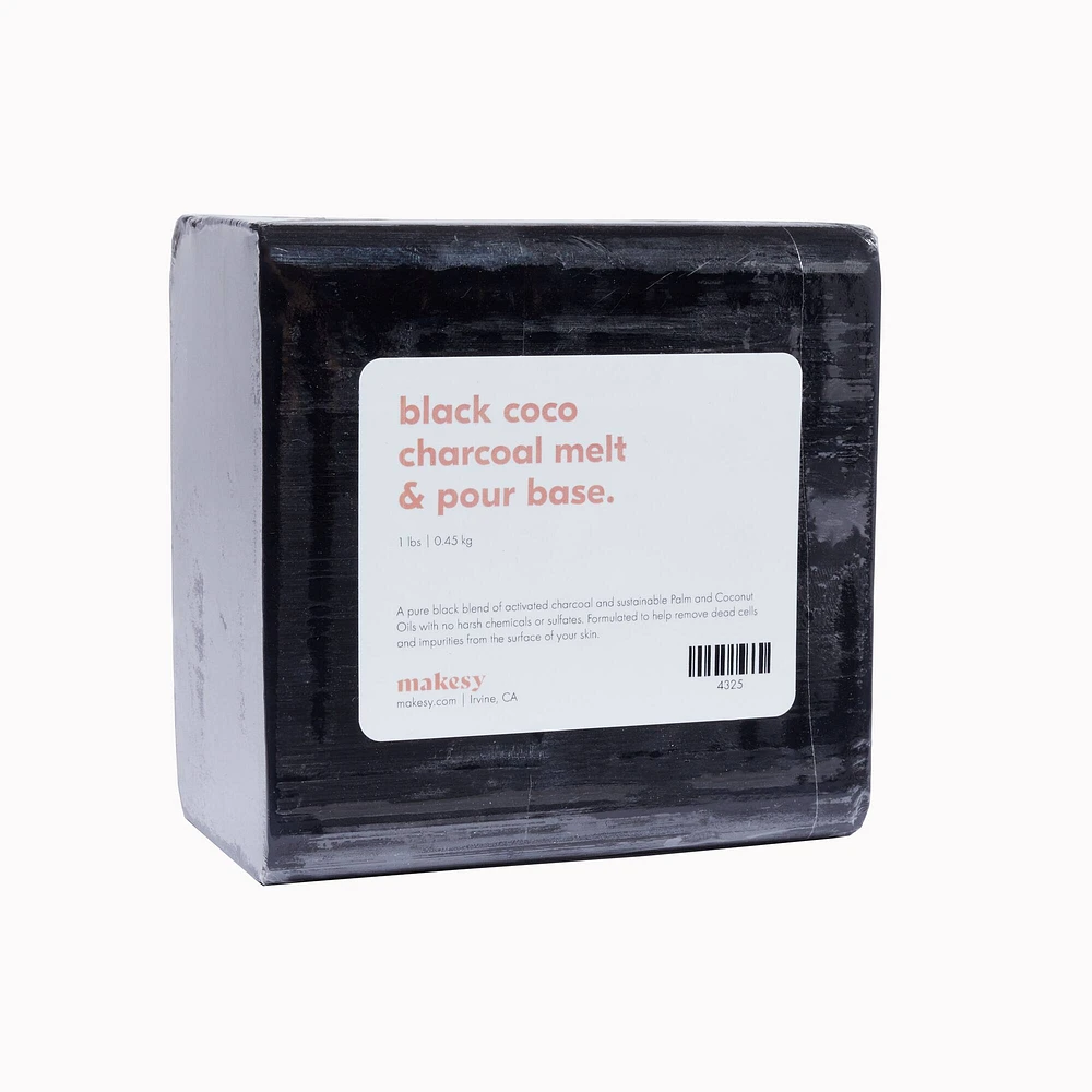 makesy Black Coco Charcoal Melt + Pour Base, 1lb.