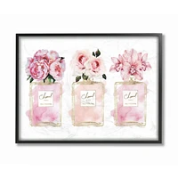 Stupell Industries Pink Flowers And Perfumes Glam Fashion Watercolor Design Framed Wall Art
