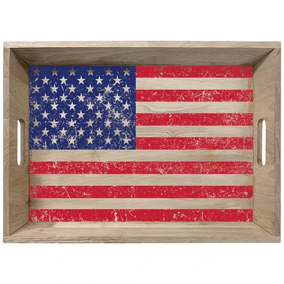 Patriotic American Flag Wooden Serving Tray
