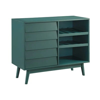 Walker Edison 36" Dark Teal Louvered Door Bar Cabinet