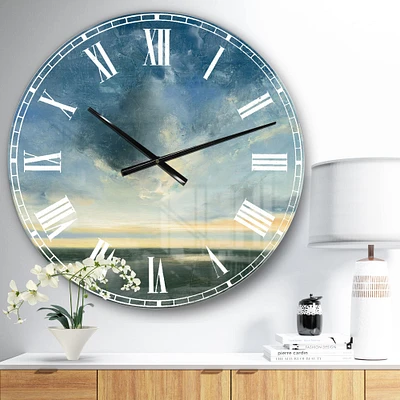 Designart 'Blue Coastal Sunrise Traditional Wall Clock