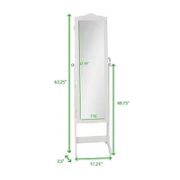 Mind Reader White Jewelry Organizer Armoire with Full-Length Body Vanity Mirror