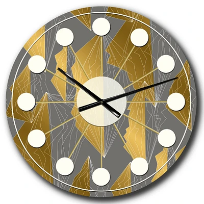 Designart 'Golden Polygon Pattern Mid-Century Modern Wall Clock