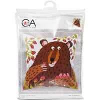 RTO Collection D'Art® Bear In Raspberry Stamped Needlepoint Cushion Kit