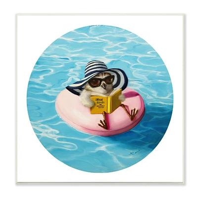 Stupell Industries Bird Reading Book Pool Float Beverly Hills Sun Hat,12" x 12"