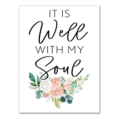 It Is Well With My Soul Floral Canvas Art