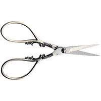 Sullivans 4" Pewter Heirloom Embroidery Teardrop Handle Scissors