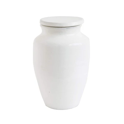 12'' White Terracotta Round Cachepot