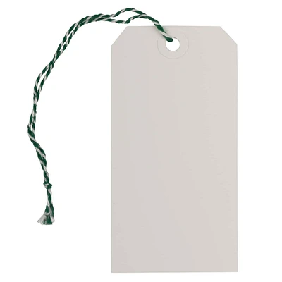 JAM Paper White Medium Premium Gift Tags with Green String, 10ct.