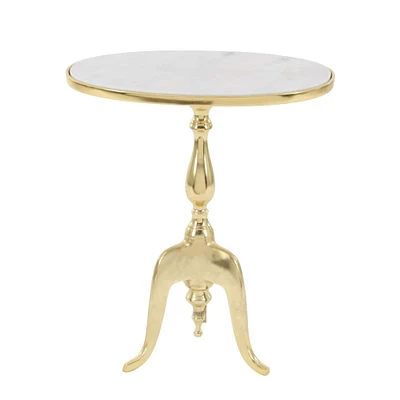 22'' Gold Stone Traditional Accent Table