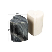 Heart-Shaped Marble Salt & Pepper Shakers Set