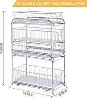 NEX™ Silver Stackable 2-Tier Cabinet Organizer with Sliding Drawer Set