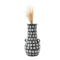 18.5" Black & White Polka Dots Terra Cotta Vase