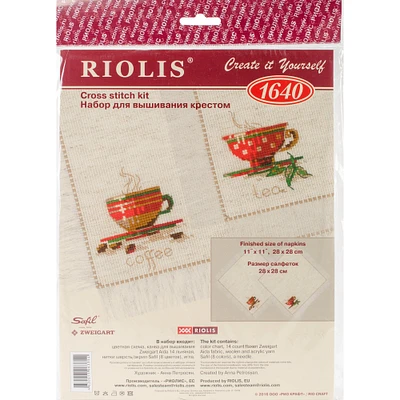 RIOLIS Tea & Coffee Napkins Counted Cross Stitch Kit