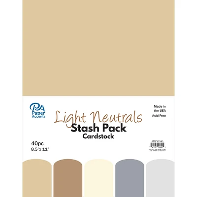 PA Paper™ Accents Light Neutrals Stash Pack 8.5" x 11" Cardstock, 40 sheets