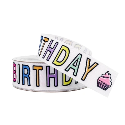 7/8" x 5yd. Grosgrain Happy Birthday Ribbon by Celebrate It®