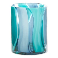 6.5" Small Blue Cylinder Glass Vase