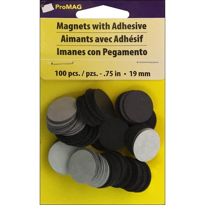 ProMAG® 3/4" Round Adhesive Magnets, 100ct.