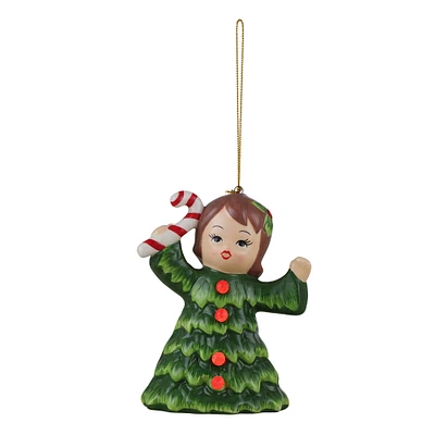 Mr. Christmas Vintage Christmas Tree Girl with Candy Ornament