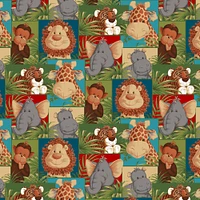 Fabric Traditions Dark Colors Jungle Babies Cotton Fabric