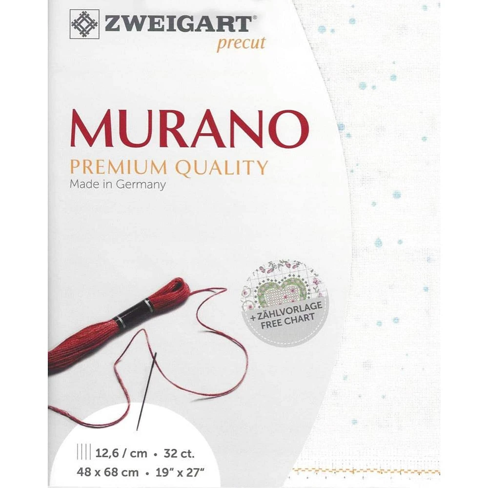 Zweigart® Murano Splash 32 Count Antique White with Mint Splash Pre-Cut Fabric