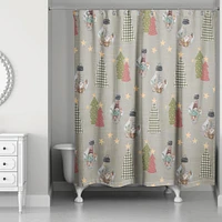 Gray Tree and Globe Pattern Shower Curtain