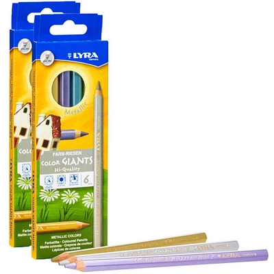 5 Packs: 2 Packs 6 ct. (60 total) Lyra Metallic Color Giant Colored Pencils