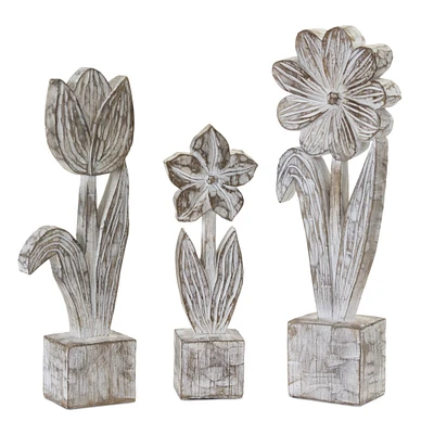 Resin Floral Tabletop Accent Set, 10.5", 12.75" & 14.25"