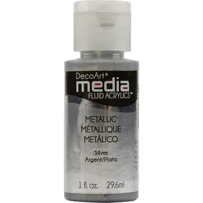 DecoArt Media® Metallic Silver Fluid Acrylic Paint, 1oz.