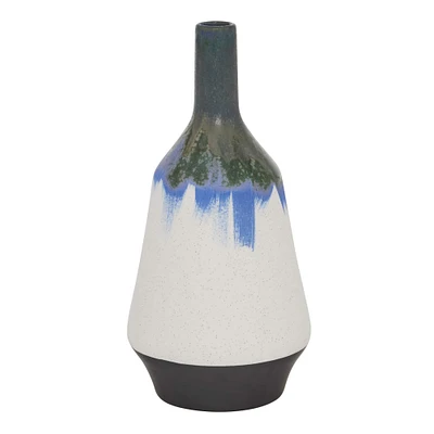 The Novogratz White Ceramic Contemporary Vase, 14" x 7" x 7"
